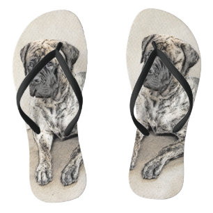 English Mastiff (Brindle) Painting - Dog Art Flip Flops