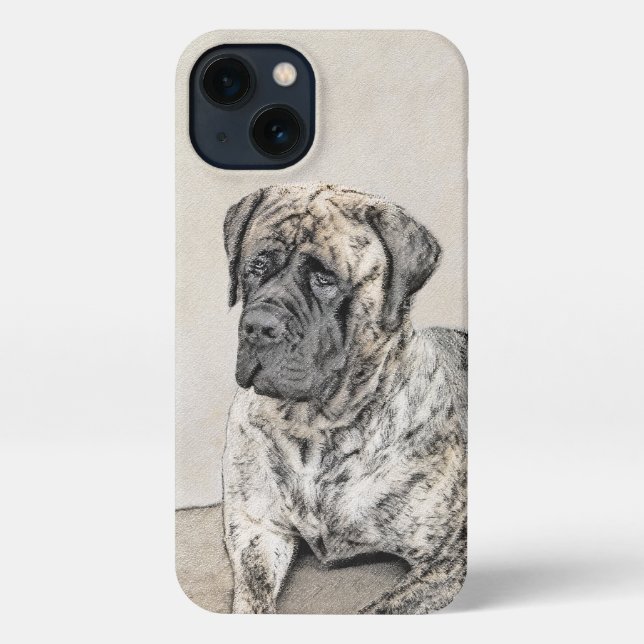 English Mastiff (Brindle) Painting - Dog Art iPhone Case (Back)