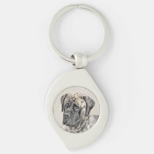 English Mastiff (Brindle) Painting - Dog Art Keychain