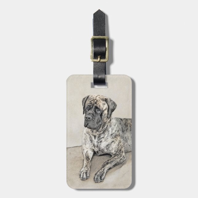 English Mastiff (Brindle) Painting - Dog Art Luggage Tag (Front Vertical)