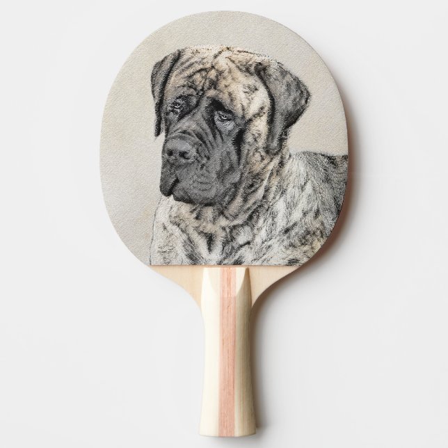 English Mastiff (Brindle) Painting - Dog Art Ping Pong Paddle (Front)