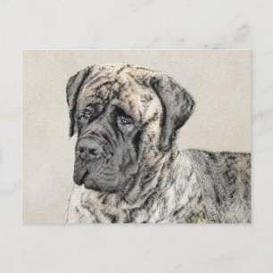 English Mastiff (Brindle) Painting - Dog Art Postcard