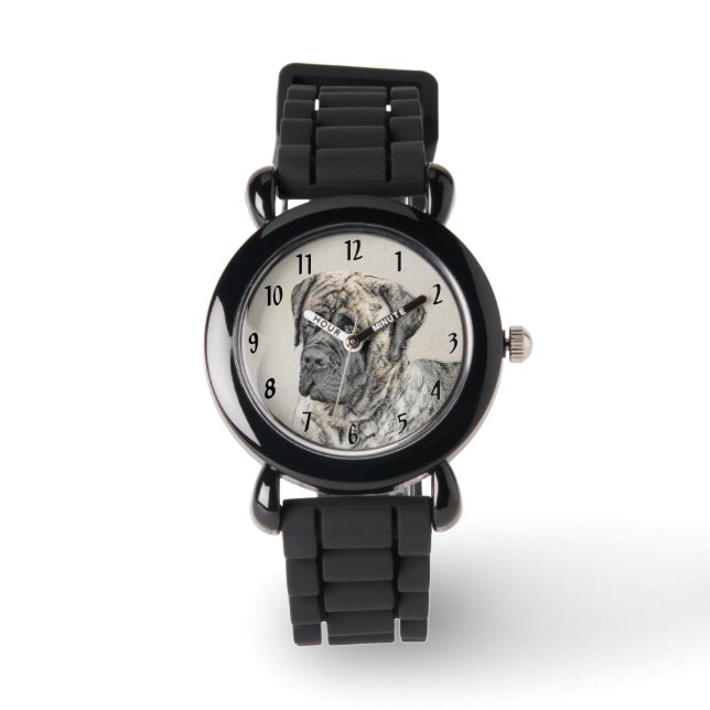 English Mastiff (Brindle) Painting - Dog Art Watch (Front)
