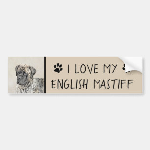English Mastiff (Brindle) Painting - Original Dog Bumper Sticker