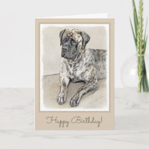 English Mastiff (Brindle) Painting - Original Dog Card