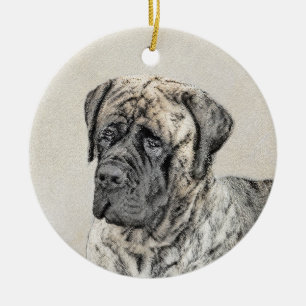 English Mastiff (Brindle) Painting - Original Dog Ceramic Ornament