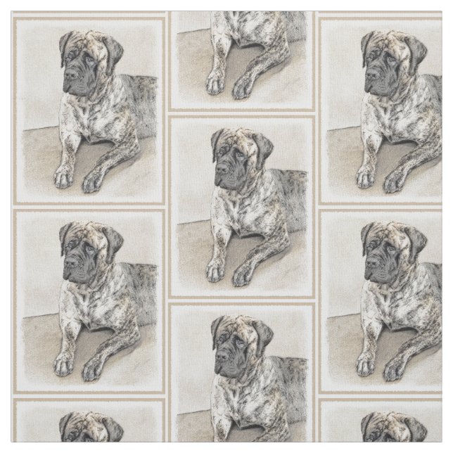 English Mastiff (Brindle) Painting - Original Dog Fabric (Swatch)