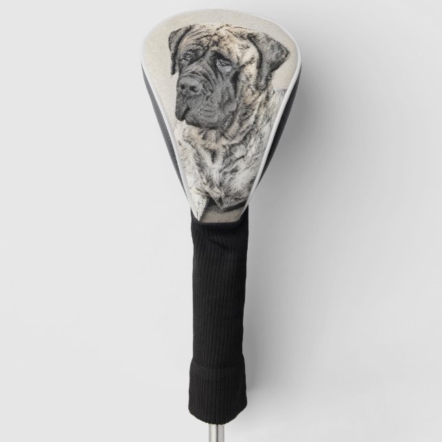 English Mastiff (Brindle) Painting - Original Dog Golf Head Cover (Front)