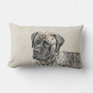 English Mastiff (Brindle) Painting - Original Dog Lumbar Pillow