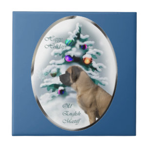 English Mastiff Christmas Tile