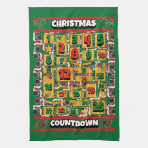 English Mastiff Countdown Christmas Advent Dog Kitchen Towel