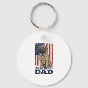 English Mastiff Dad Patriotic Vintage Dog Design_1 Keychain