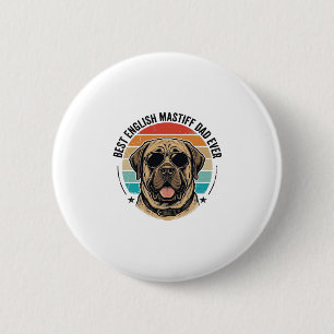 English Mastiff Dad Vintage Sunset Dog Vector Desi 2 Inch Round Button