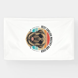 English Mastiff Dad Vintage Sunset Dog Vector Desi Banner