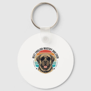 English Mastiff Dad Vintage Sunset Dog Vector Desi Keychain