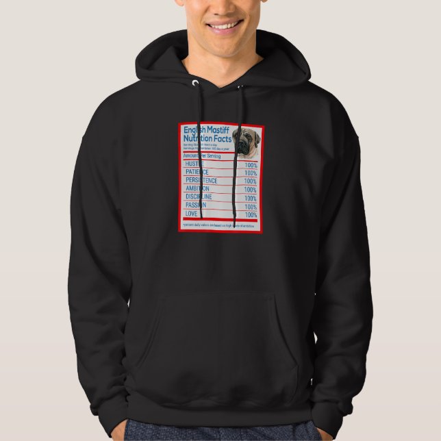 English Mastiff Dog Breed Owner Nutrition Facts Hoodie (Front)