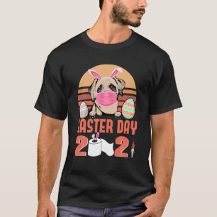 English Mastiff Dog Face Mask Bunny Egg Easter Day T-Shirt