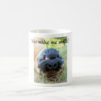English Mastiff dog smiling - cup