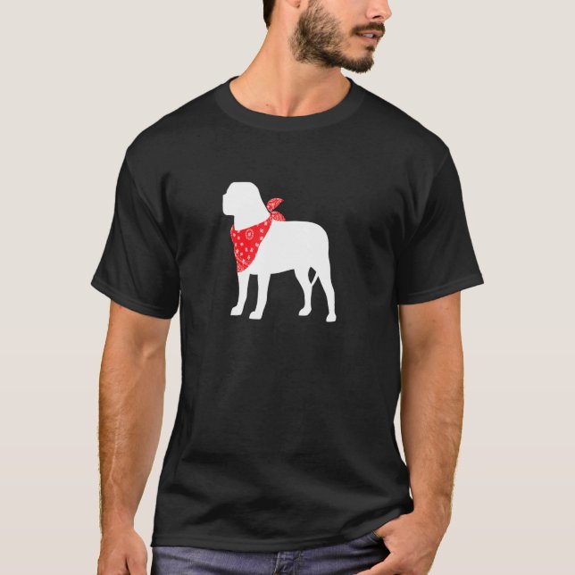 English Mastiff Dog Wearing Red Bandana T-Shirt (Front)
