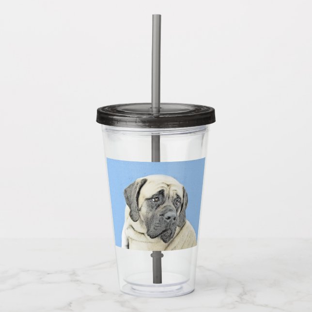 English Mastiff (Fawn) Painting - Original Dog Art Acrylic Tumbler (Front)