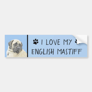 English Mastiff (Fawn) Painting - Original Dog Art Bumper Sticker