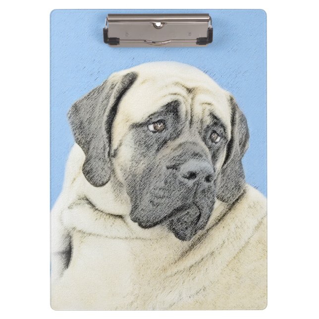 English Mastiff (Fawn) Painting - Original Dog Art Clipboard (Front)