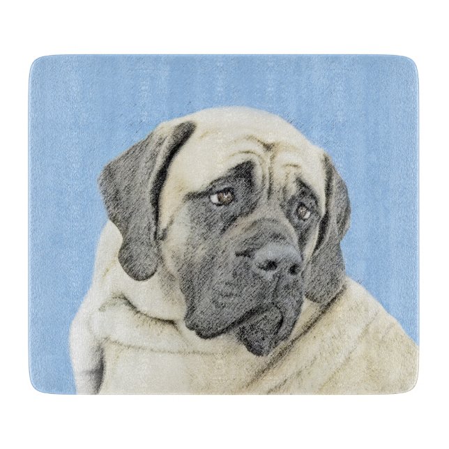 English Mastiff (Fawn) Painting - Original Dog Art Cutting Board (Front)