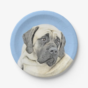 English Mastiff (Fawn) Painting - Original Dog Art Paper Plate