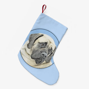 English Mastiff (Fawn) Painting - Original Dog Art Small Christmas Stocking