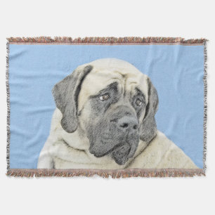 English Mastiff (Fawn) Painting - Original Dog Art Throw Blanket