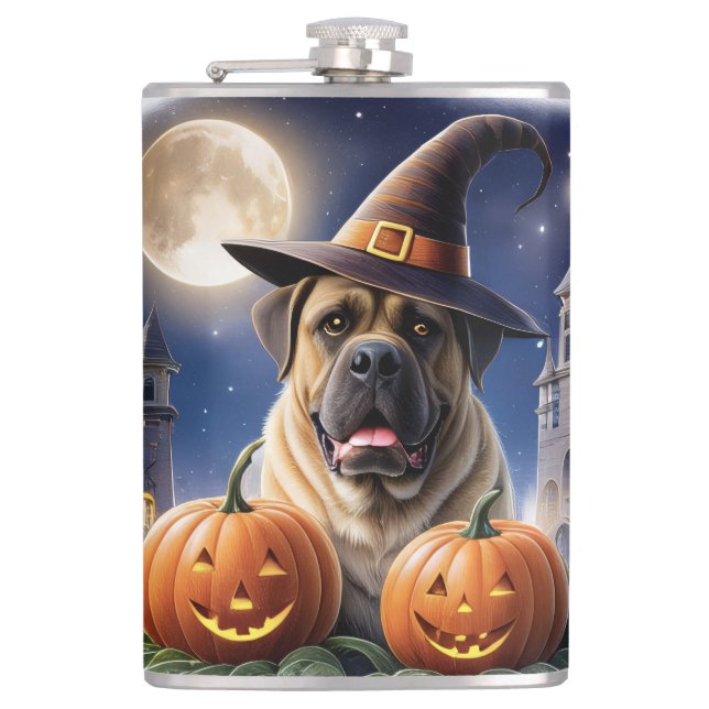 English Mastiff Great Dane Halloween Hip Flask (Front)