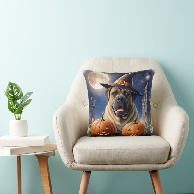English Mastiff Great Dane Halloween Throw Pillow (Chair)