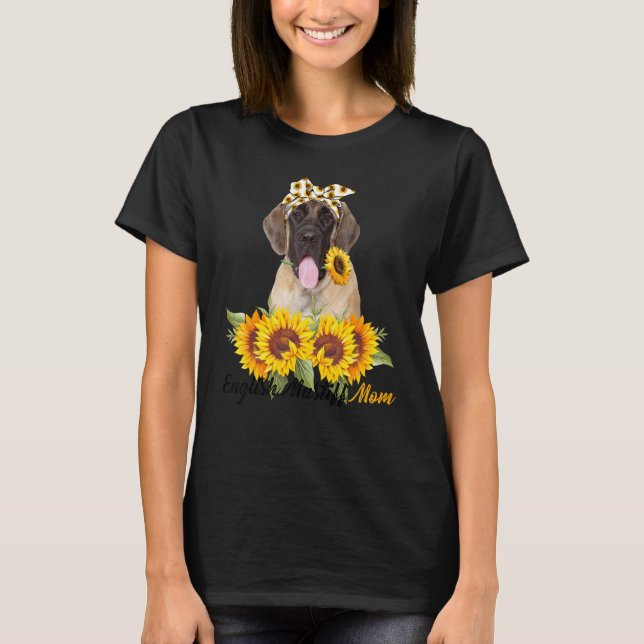 English Mastiff Mom Sunflower Summer Dog Mom Mama  T-Shirt (Front)