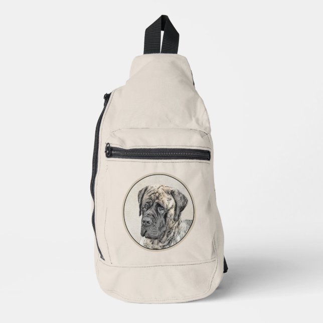English Mastiff Painting Brindle Original Dog Art Sling Bag (Front)