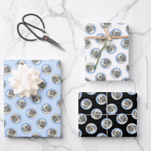 English Mastiff Painting Fawn Original Pet Dog Art Wrapping Paper Sheet (Front)