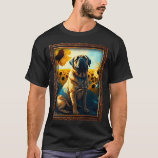 English Mastiff Sunflower Painting Adorable Dog T-Shirt