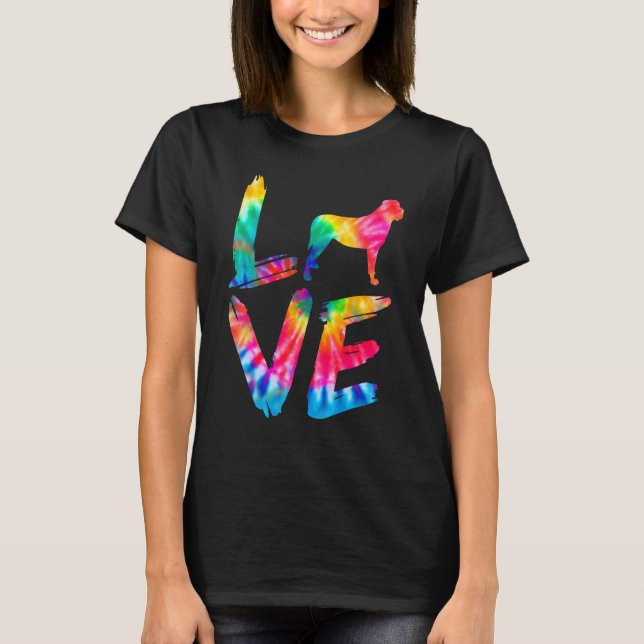 English Mastiff Tie Dye Love Dog Mom Dad T-Shirt (Front)