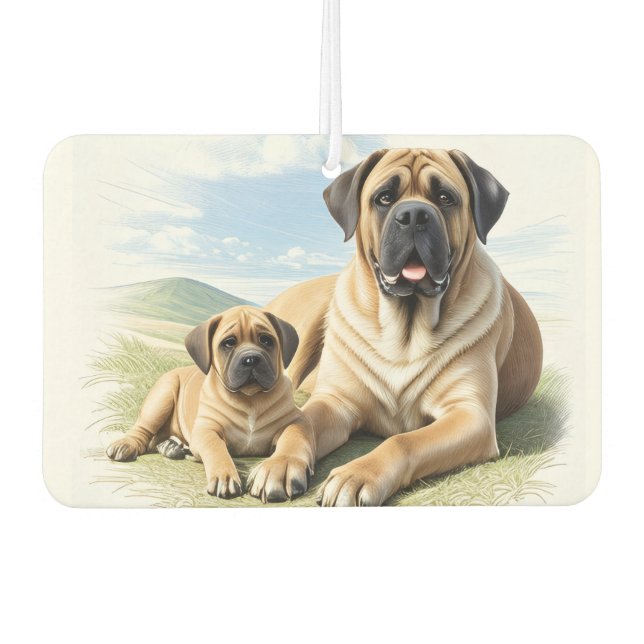 English Mastiff with child on vacation Air Freshener (Front)