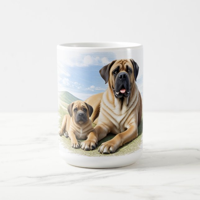 English Mastiff with child on vacation Coffee Mug (Center)