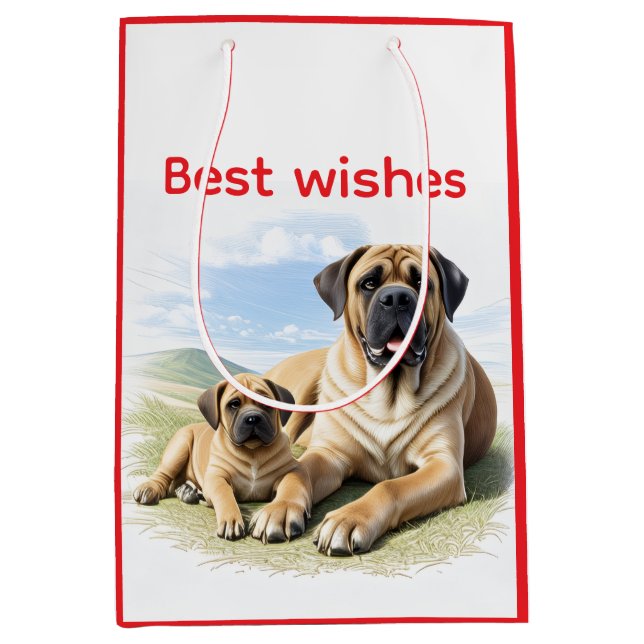 English Mastiff with child on vacation Medium Gift Bag (Front)
