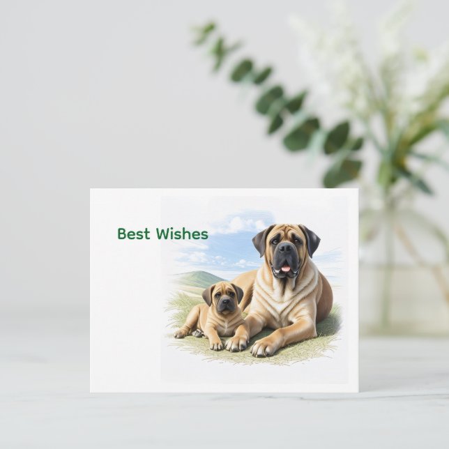 English Mastiff with child on vacation Postcard (Standing Front)