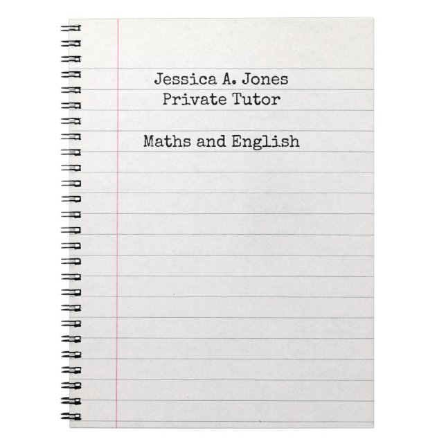 English/Maths Tutor  Notebook (Front)
