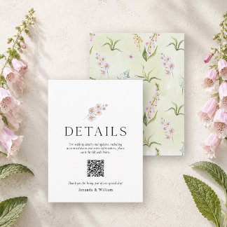English Meadow Botanical Wedding Details Card