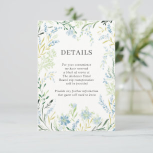 English Meadow Delicate Flower Wedding Details Enclosure Card