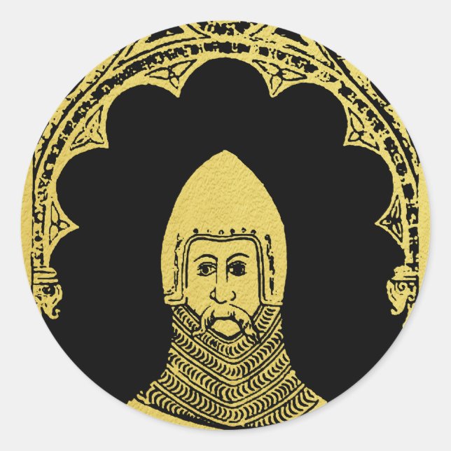 English Medieval Portrait 1355 John, Lord Cobham Classic Round Sticker (Front)