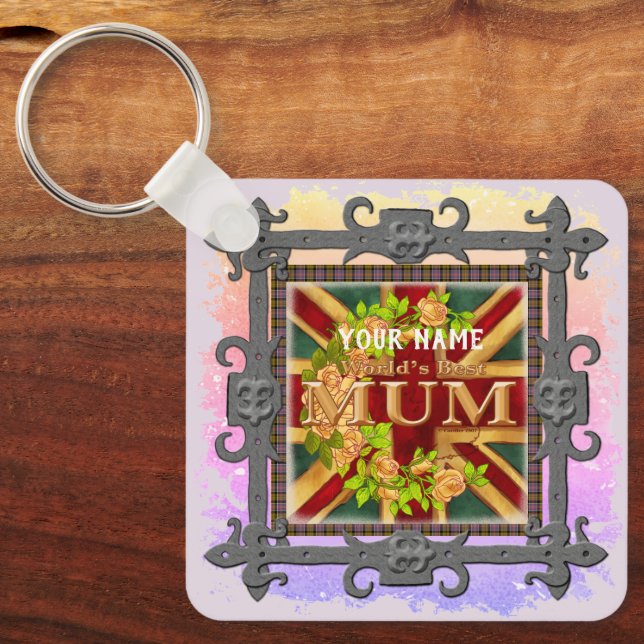 English Mum  custom name  Keychain (Front)