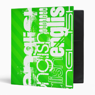 English; Neon Green Stripes Binder