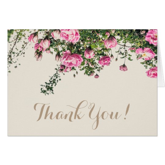 English Pink Roses, wedding thank you card