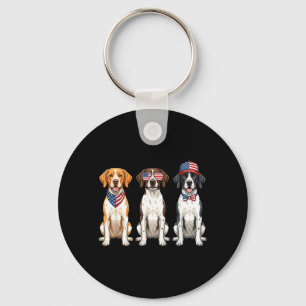 English Pointer 4th Of July Aamerican Flag Dog Keychain