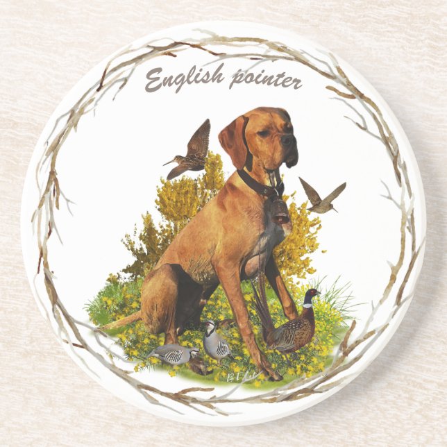 English pointer, bird hunting  coaster (Front)